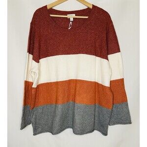 Market & Spruce Thick Multicolor Stripe Long Sleeve Sweater Women's Plus 3X‎ NWT
